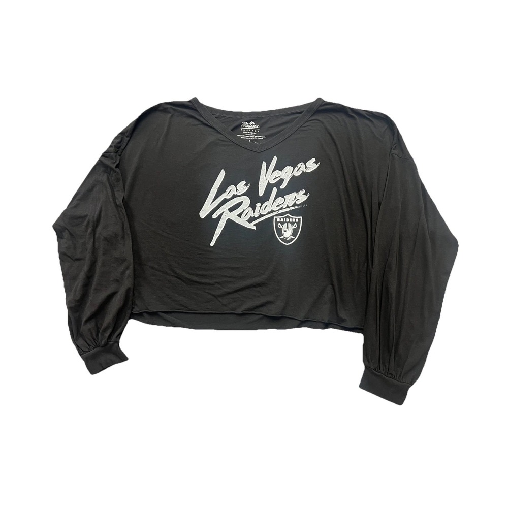 Majestic Threads Las Vegas Raiders Shirt Womens Large Black Cotton Graphic Print